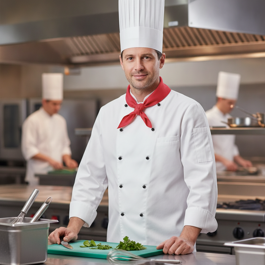 Red Neckerchief 80% Recycled Polyester for Chef Uniforms