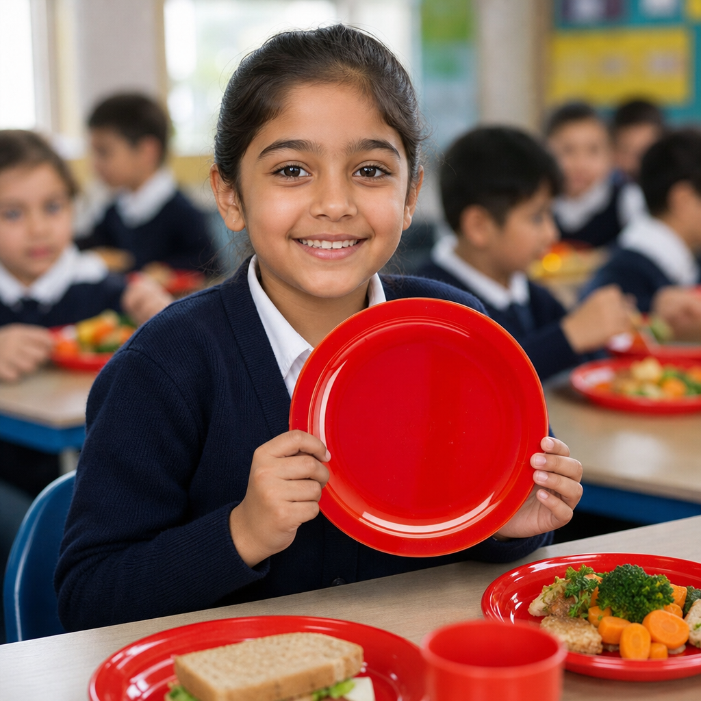 Red Polypropylene Plates 174mm for Schools and Institutions