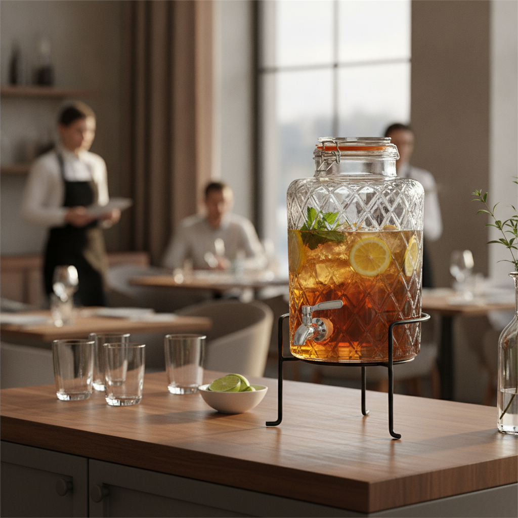 Soda Lime Glass Drinks Dispenser 8L for Catering Events