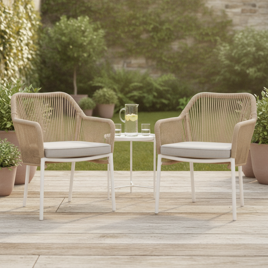 PE Rattan Outdoor Armchairs with Cushions 805mm for Indoor & Outdoor Use (Pack of 2)