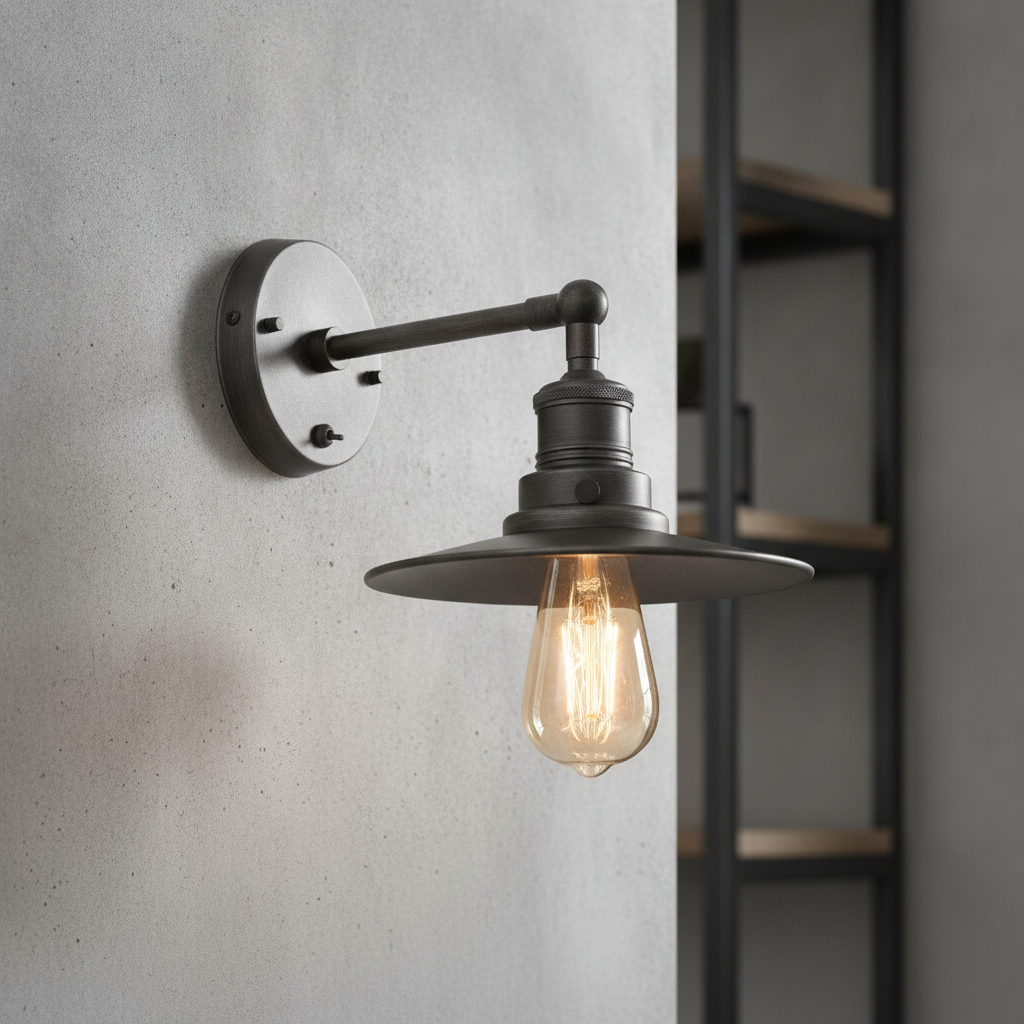Iron Pewter Flat Wall Light 205mm for Interior Design