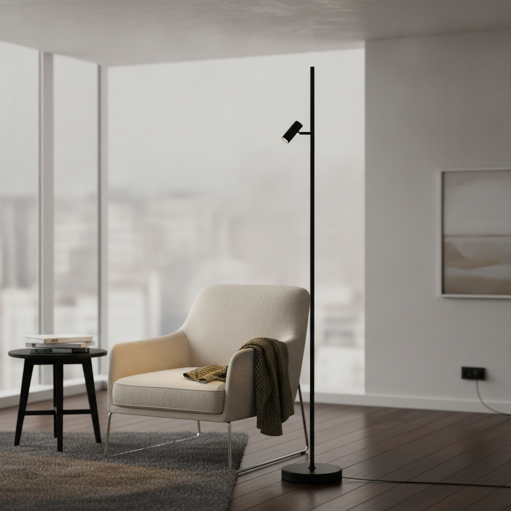 Metal Adjustable Floor Lamp in Black for Living Spaces