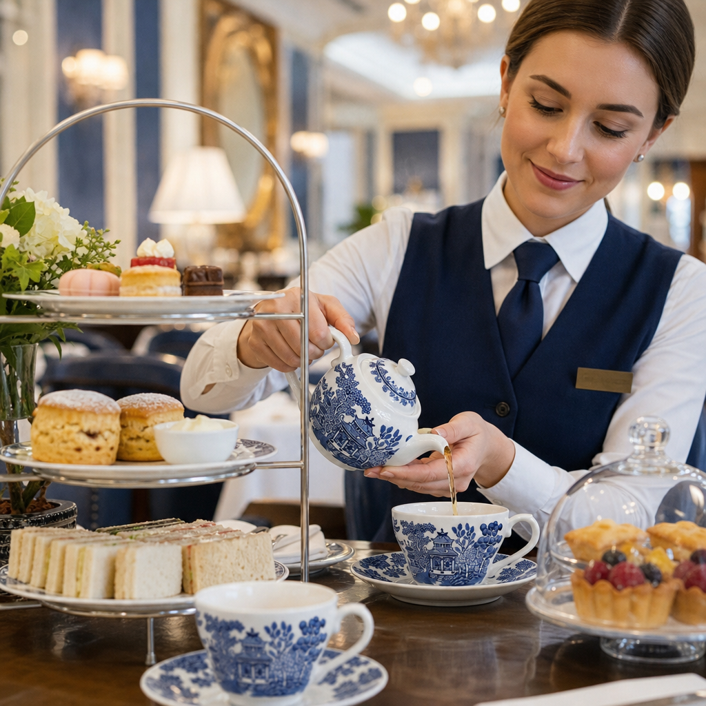 Tea Cups 200ml Blue Porcelain for Afternoon Tea (Pack of 12)