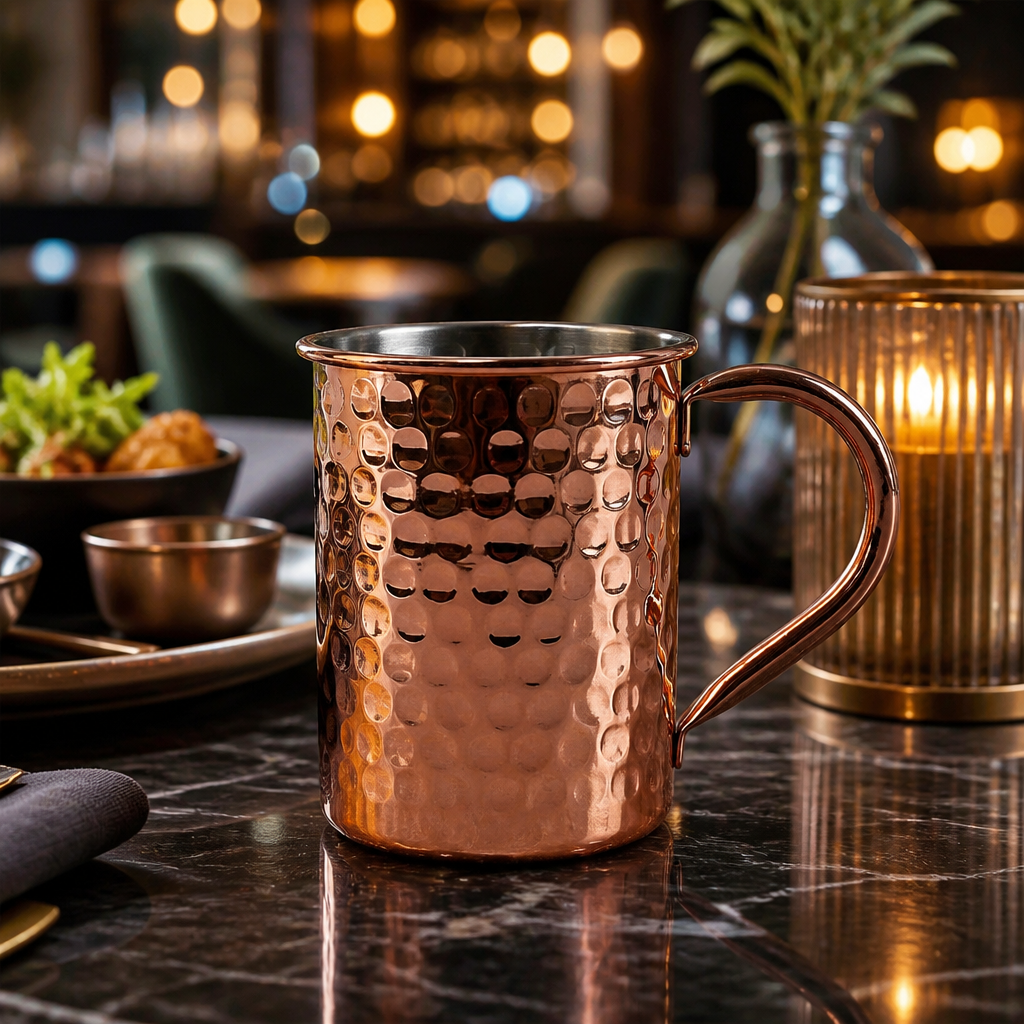Stainless Steel Hammered Copper Mug 400ml for Bars & Pubs