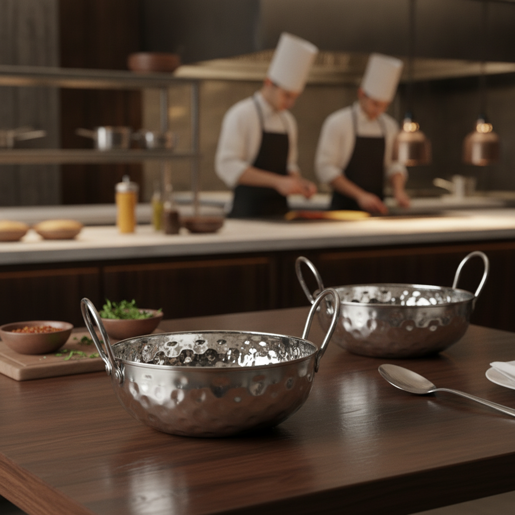 Stainless Steel Kadai Dish 150mm for Unique Table Presentations