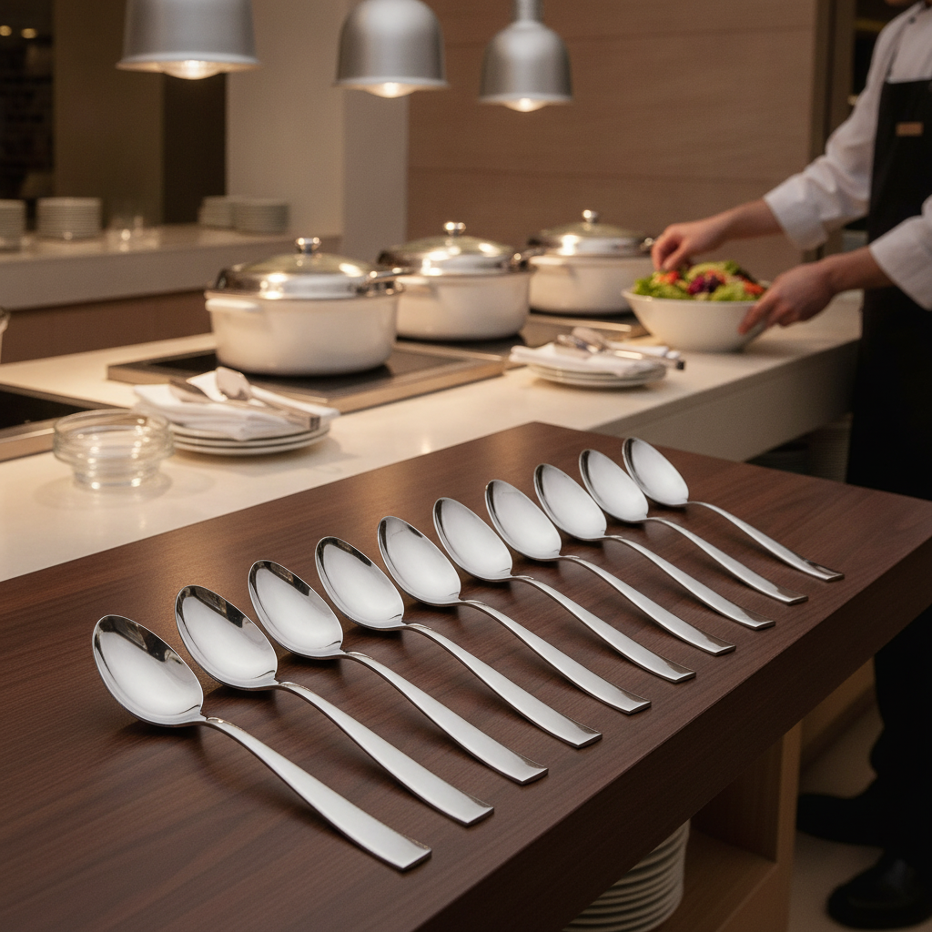 Stainless Steel Long Serving Spoon 273mm for Buffet Service (Pack of 12)