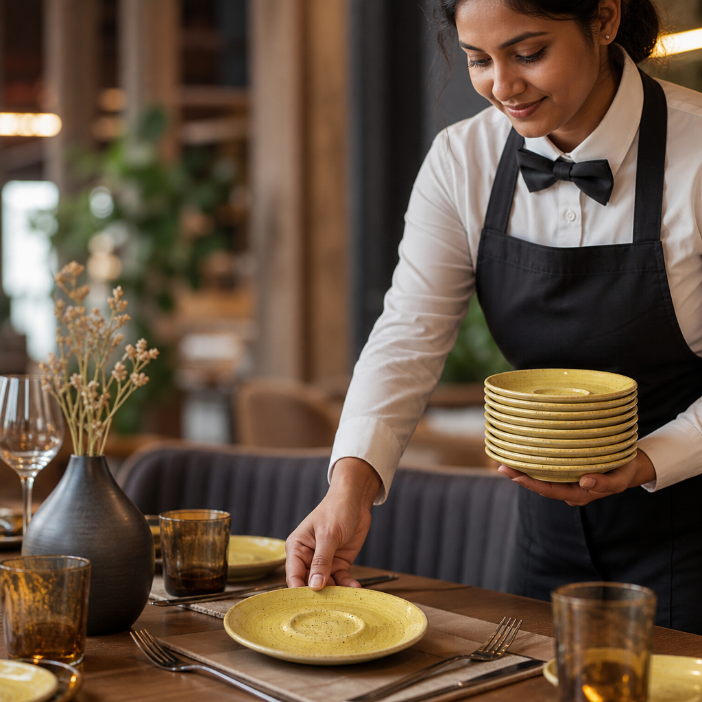 Seed Saucers Mustard Vitrified Ceramic for Dining Tables (Pack of 12)