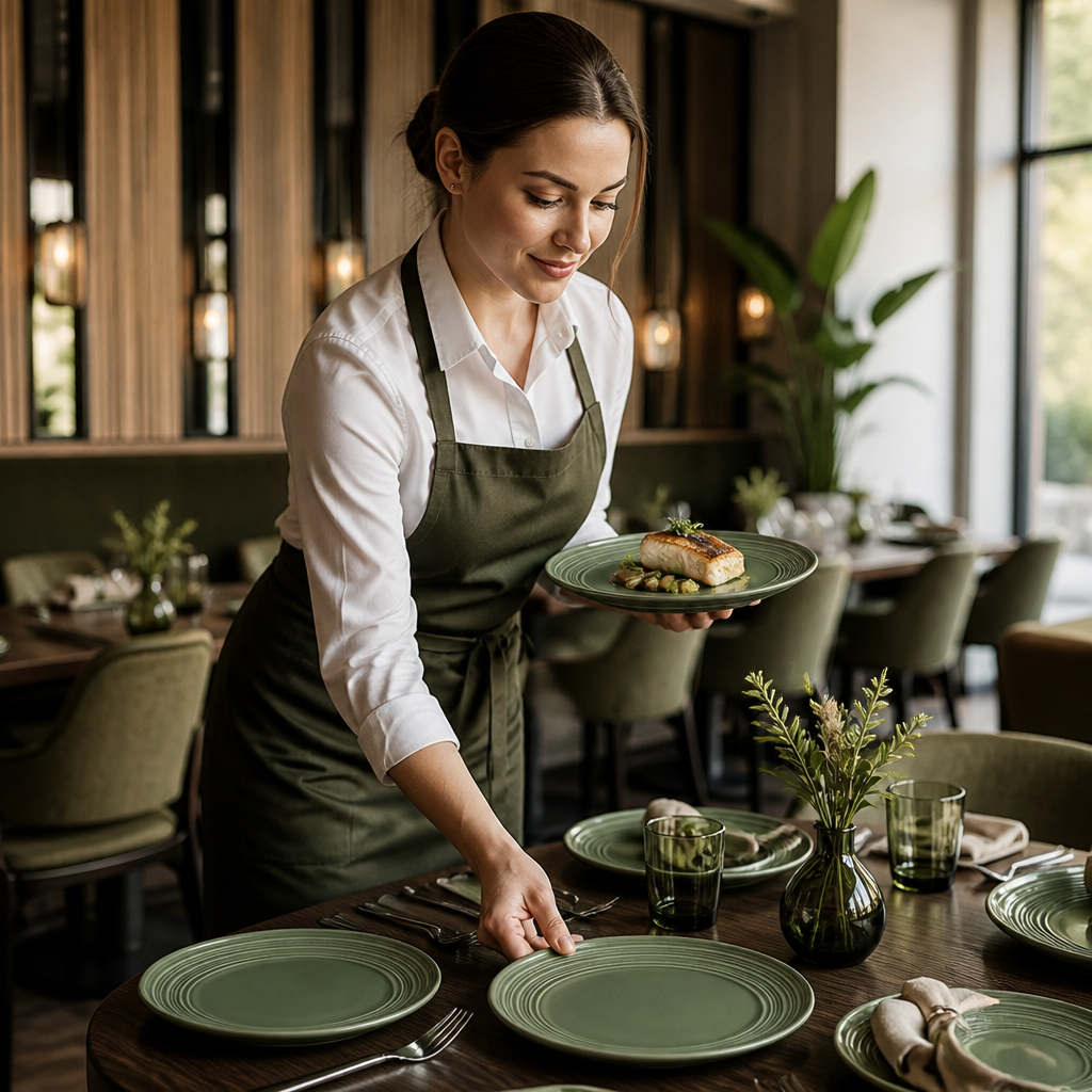 Coupe Plates Green Porcelain for Stylish Dining (Pack of 12)