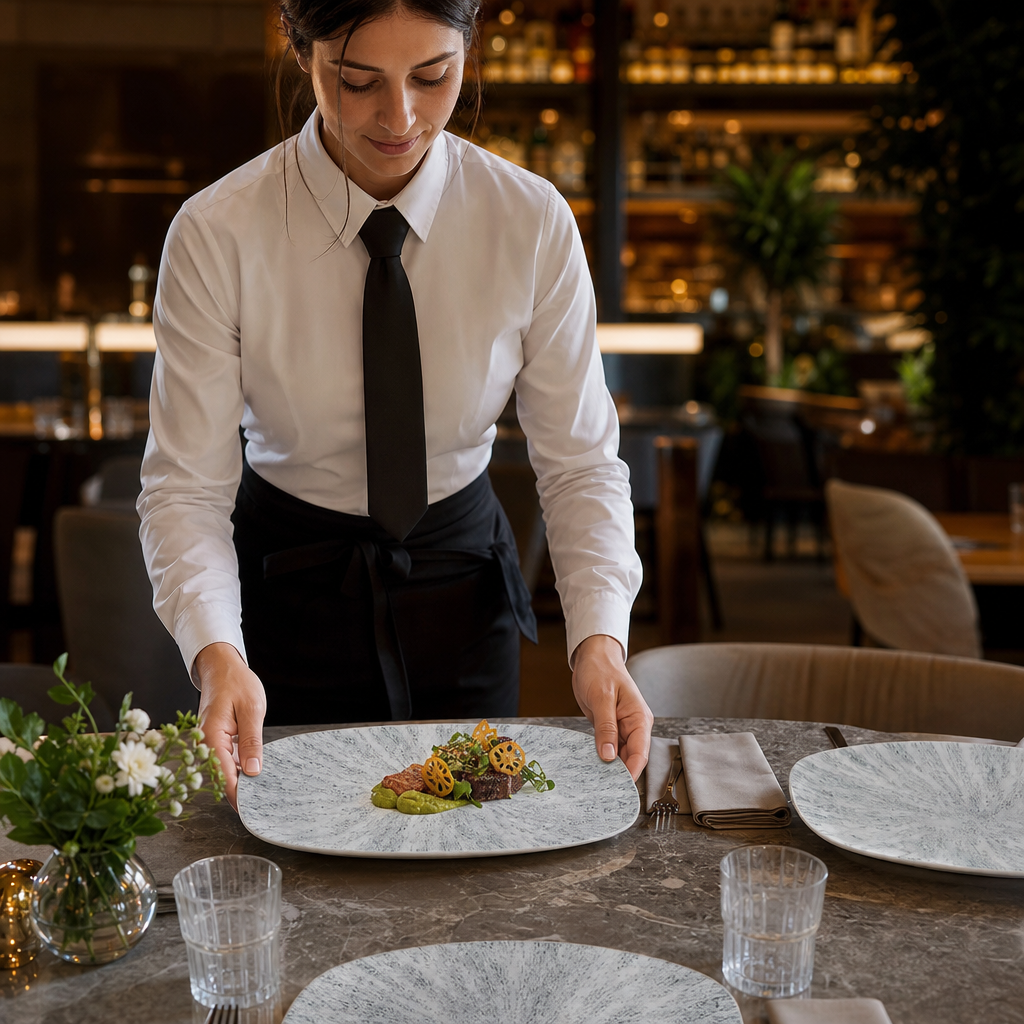 Oblong Plates Grey Vitrified Porcelain for Dining Experiences (Pack of 12)