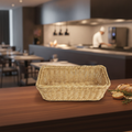 Polyethylene Polywicker Rectangular Serving Basket 300mm for Food Presentation