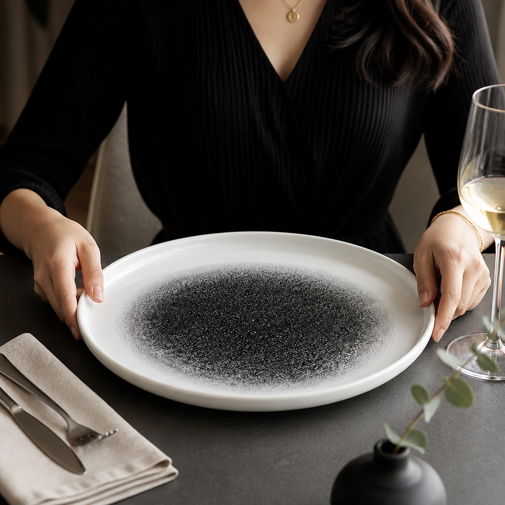 Walled Plates in Quartz Black for Elegant Dining