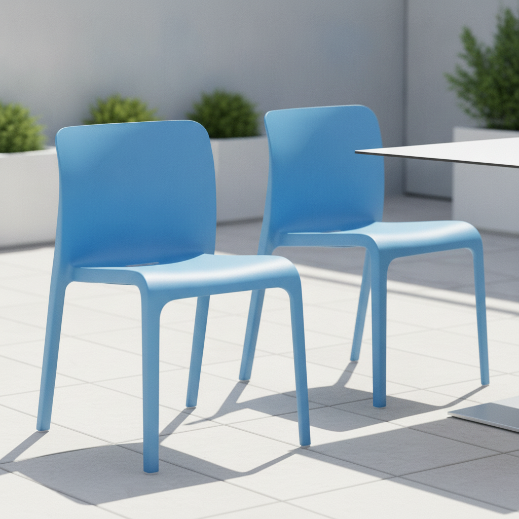 Polypropylene Sky Blue POP Chairs 780x480mm for Indoor & Outdoor Use (Pack of 2)