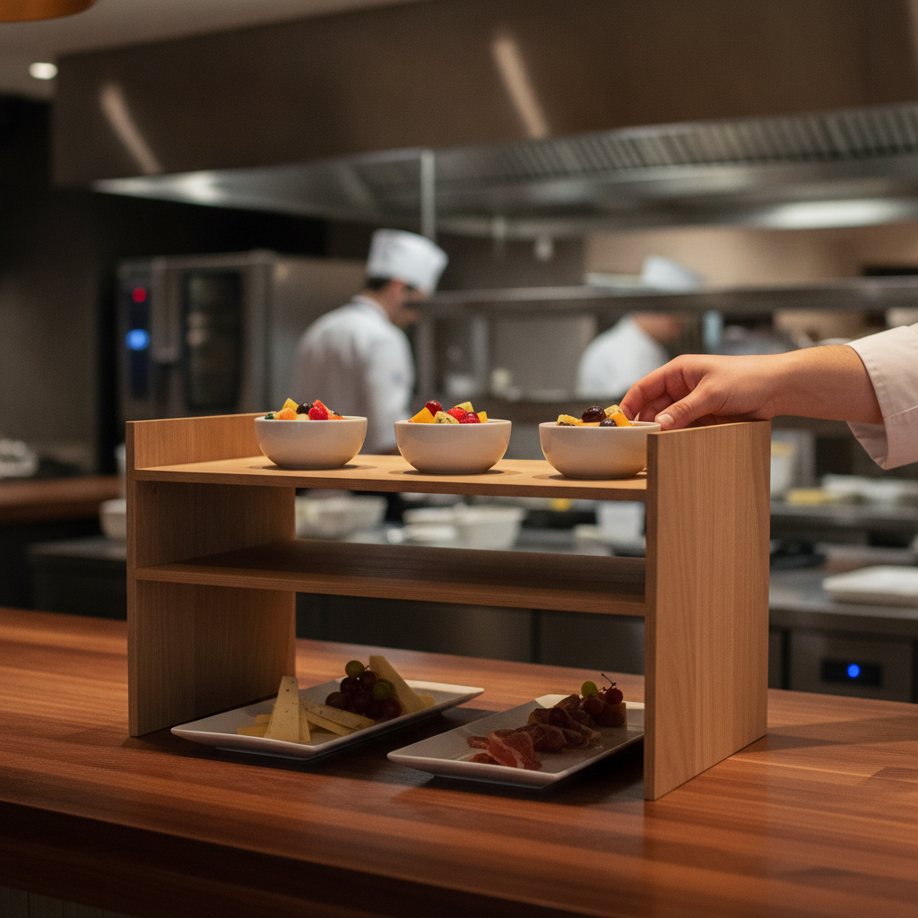 Oiled Oak Buffet Stand 320mm for Tiered Food Presentation