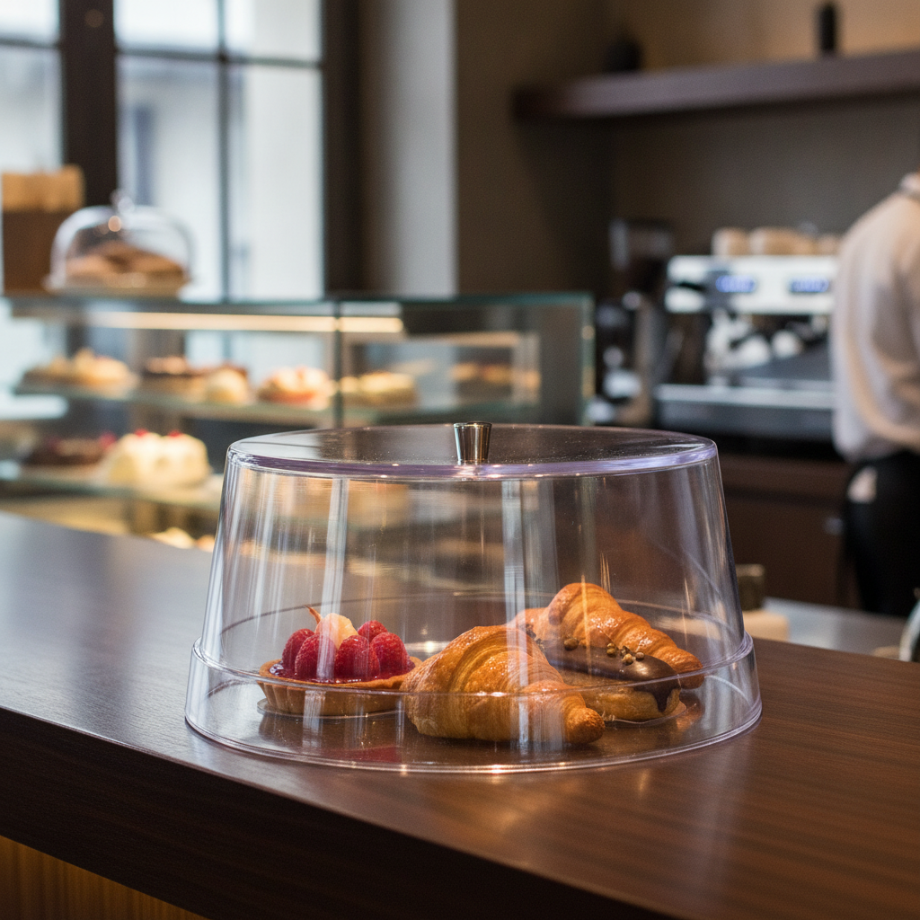 Clear SAN Bakery Tray Cover 235mm for Pastry Display