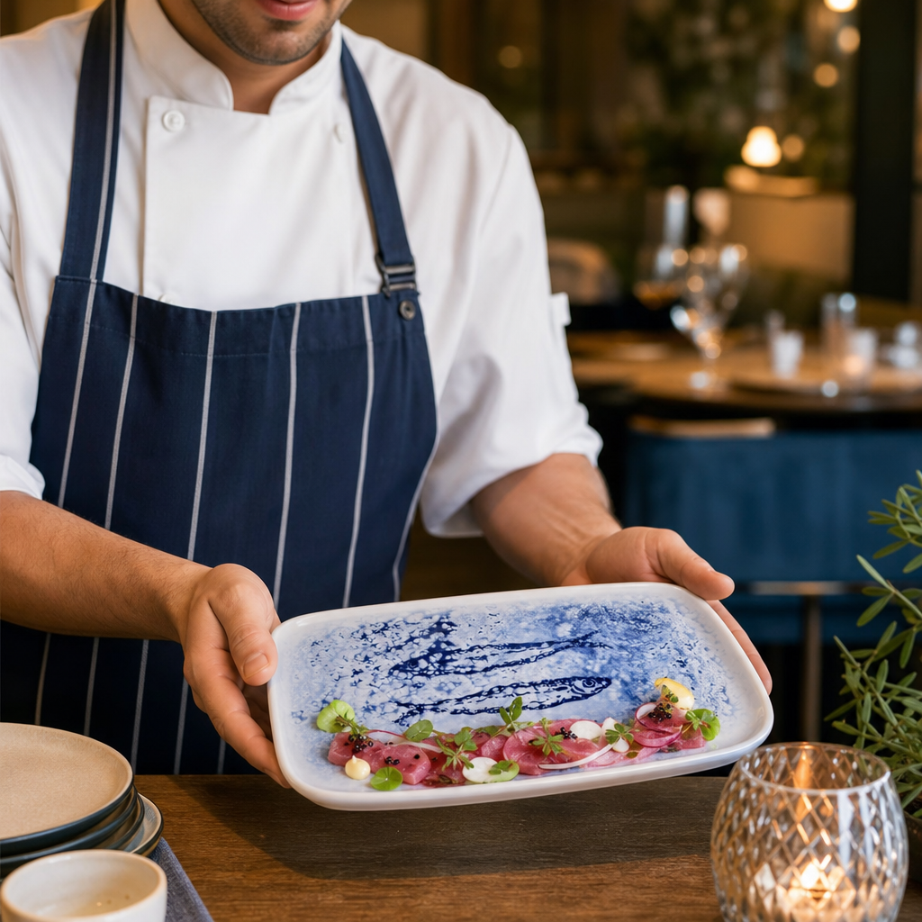 Deep Trays 260x150mm Blue Vitrified Ceramic for Hospitality (Pack of 6)