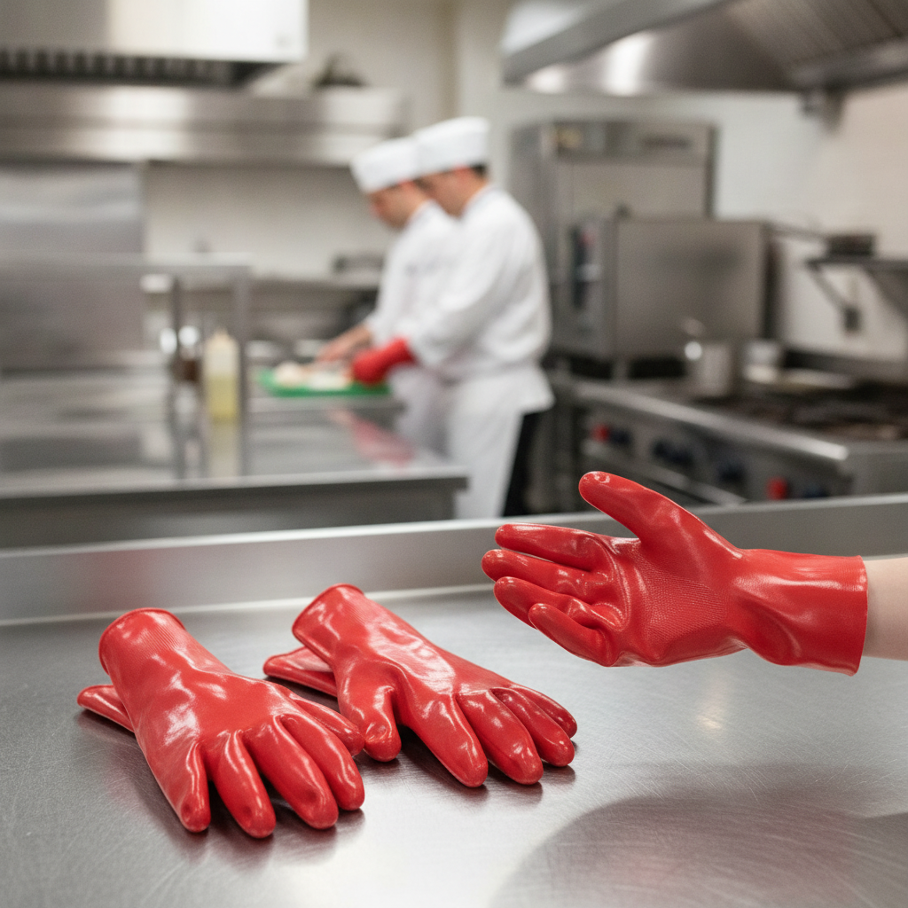 PVC Coated Gauntlets 27cm for Kitchen Hygiene (Pack of 12)