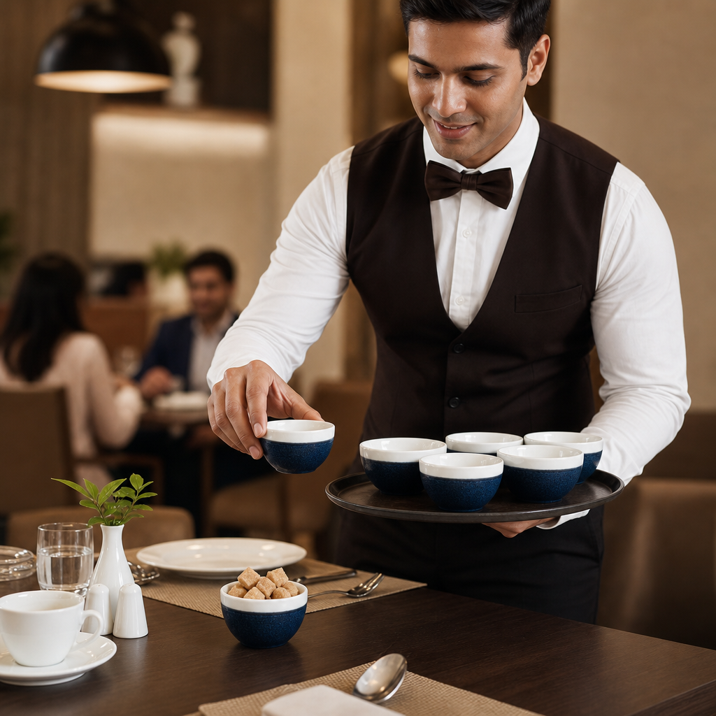Super Vitrified Ceramic Open Sugar Bowls 230ml for Dining Areas (Pack of 12)