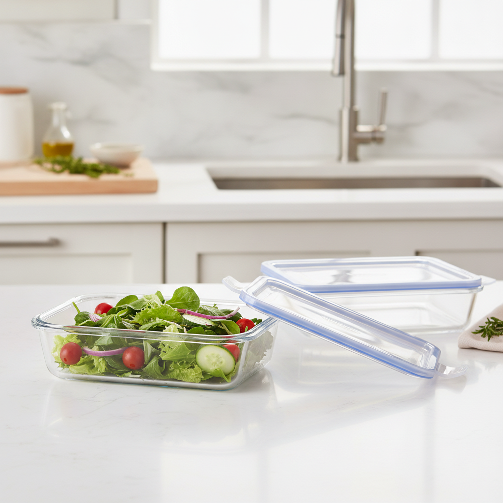 Tempered Glass Food Storage Container 1.6L for Home Kitchens
