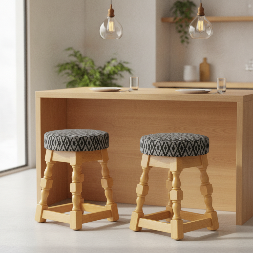 Rubber Wood Low Bar Stools 500x345mm for Casual Dining (Pack of 2)