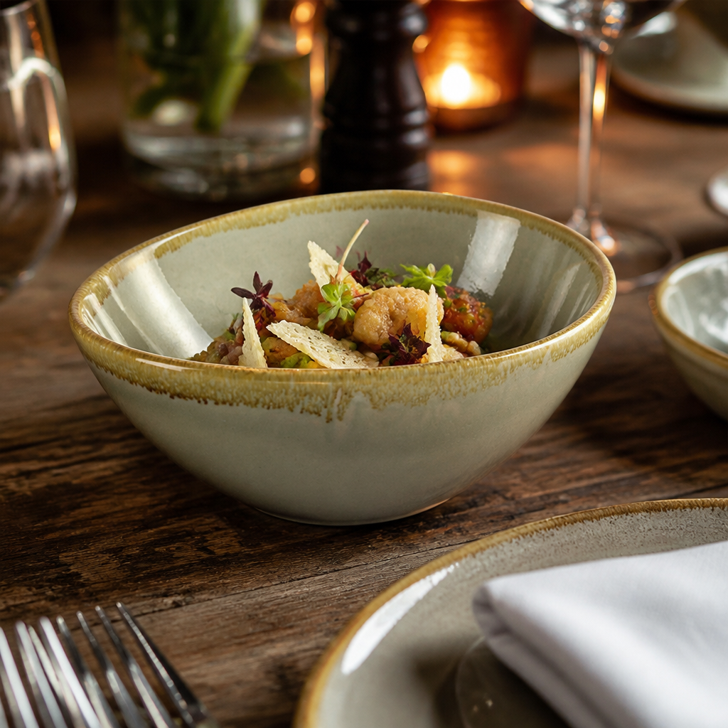 Porcelain Kiln Bowls 165mm for Serving Rustic Dishes