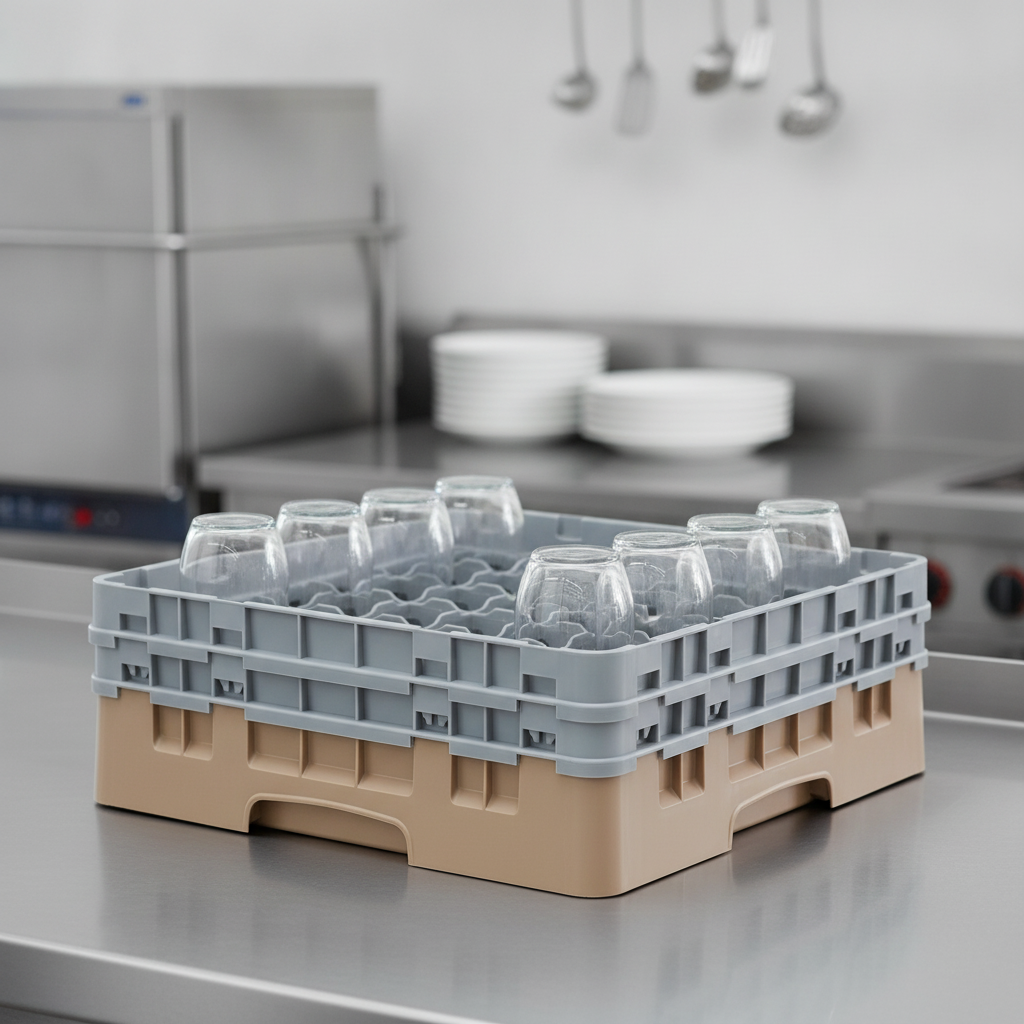 Polypropylene 49-Compartment Glasswasher Rack for Efficient Cleaning