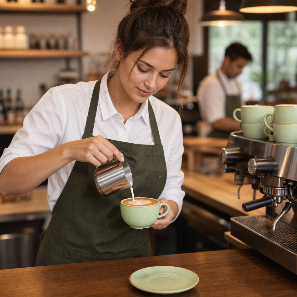 Sage Green Cappuccino Cups 355ml Super Vitrified Ceramic for Cafés (Pack of 12)