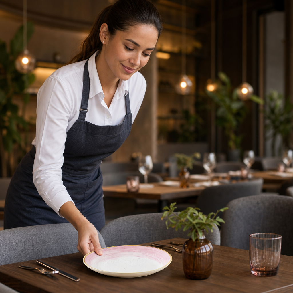 Coupe Plates Pink Vitrified Ceramic for Dining (Pack of 12)