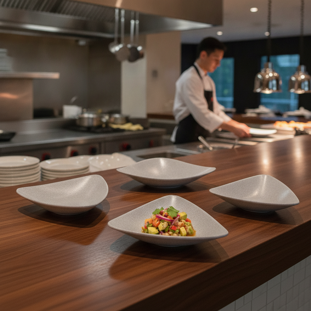 Melamine Triangular Dishes 355mm for Buffet Presentations (Pack of 4)