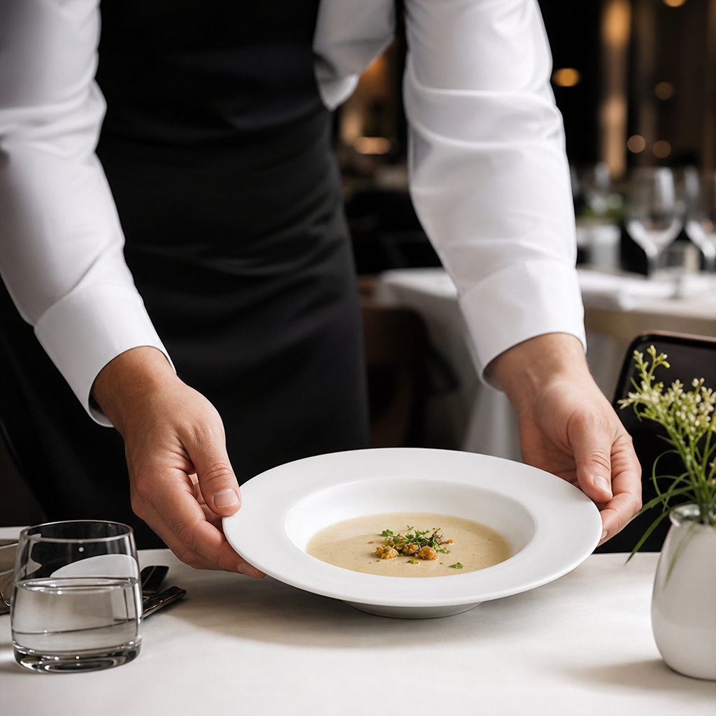 Monaco White Porcelain Mandarin Soup Plates 222mm for Fine Dining - Pack of 24