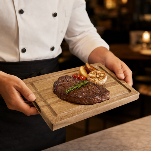 Acacia Wood Small Steak Board for Dining Services