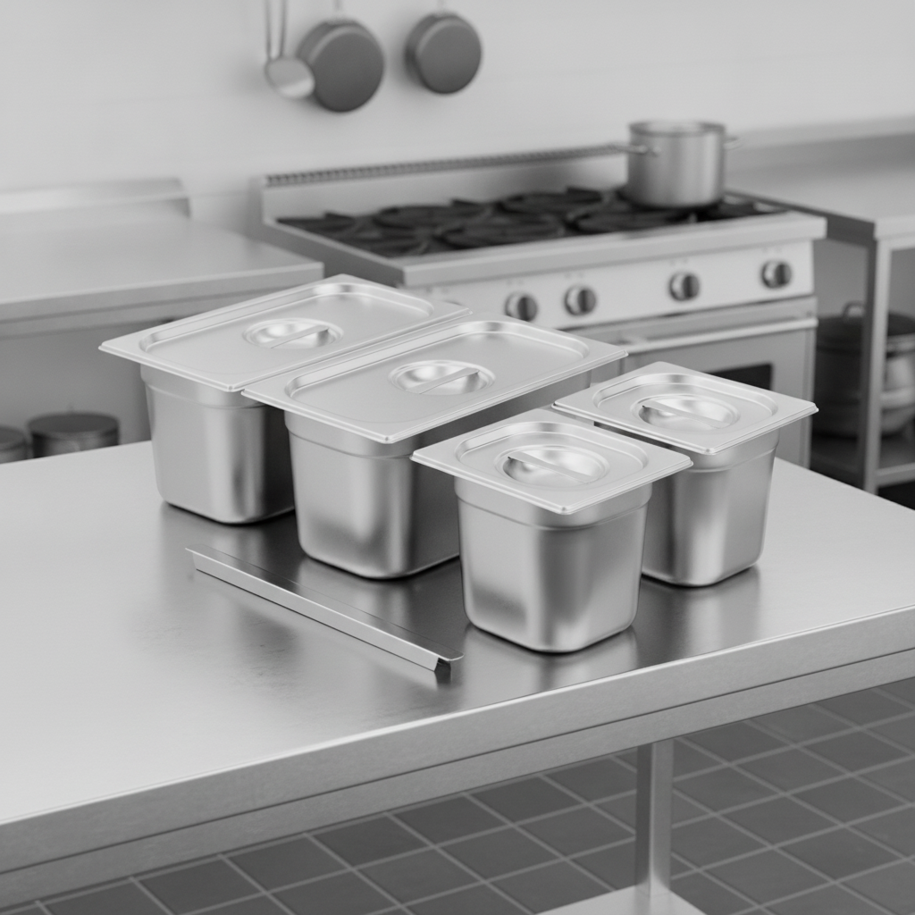 Stainless Steel Gastronorm Tray Set 15.8L for Professional Kitchens (Pack of 4)