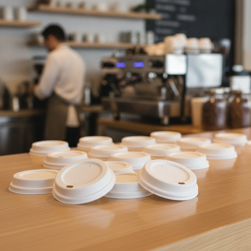 Wood Fibre Hot Cup Lids 80mm for Eco-Friendly Beverages (Pack of 1200)