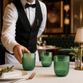 Glass Emerald Rocks Tumblers 260ml for Fine Dining (Pack of 6)