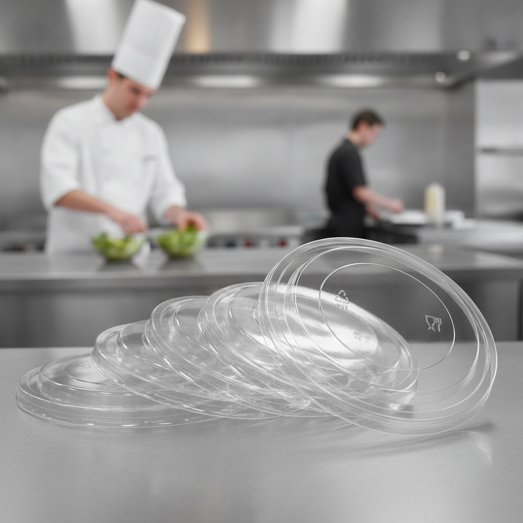 Clear PET Round Salad Bowl Lids for Deli Goods (Pack of 300)