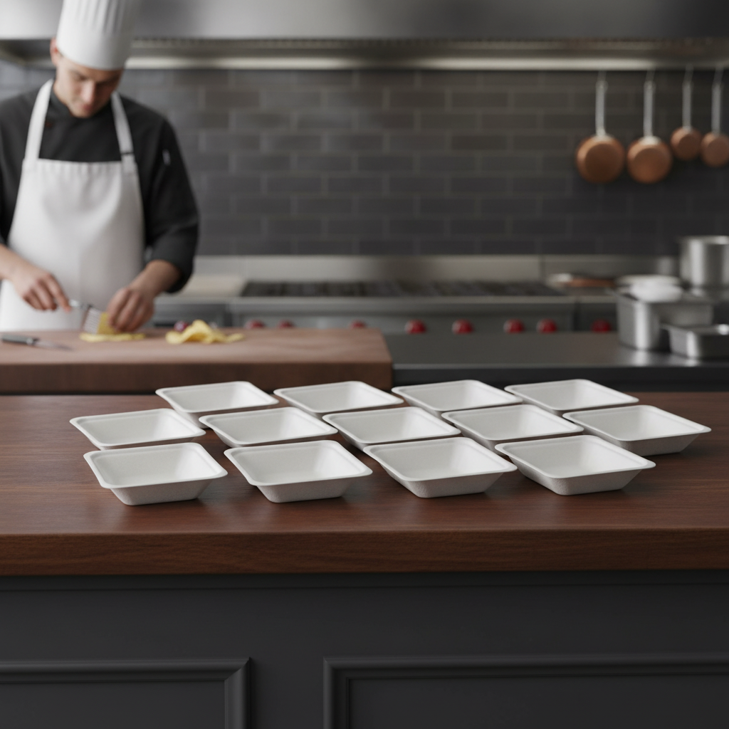 Bagasse Chip Trays 175mm for Takeaway Food Service (Pack of 500)