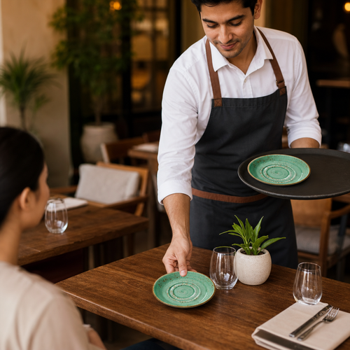 Alumina Saucers Aqua Vitrified Ceramic for Casual Dining (Pack of 12)