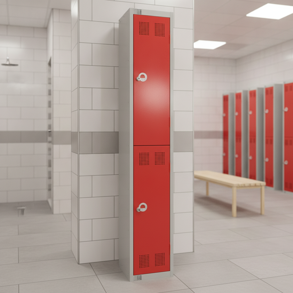 Powder Coated Steel Double Door Lockers 450mm Deep for High Sanitisation