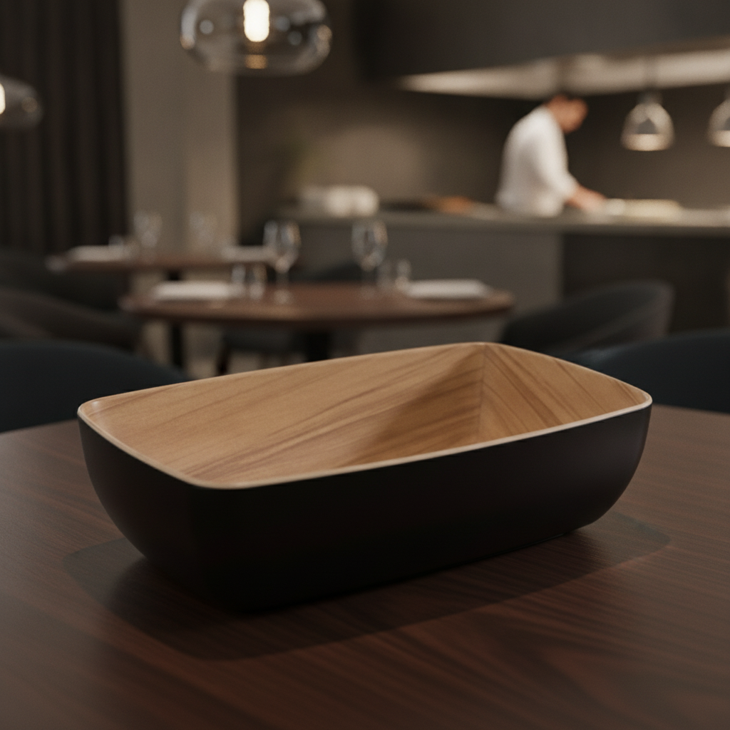 Melamine Black and Brown Bowl 265mm for Sharing Platters
