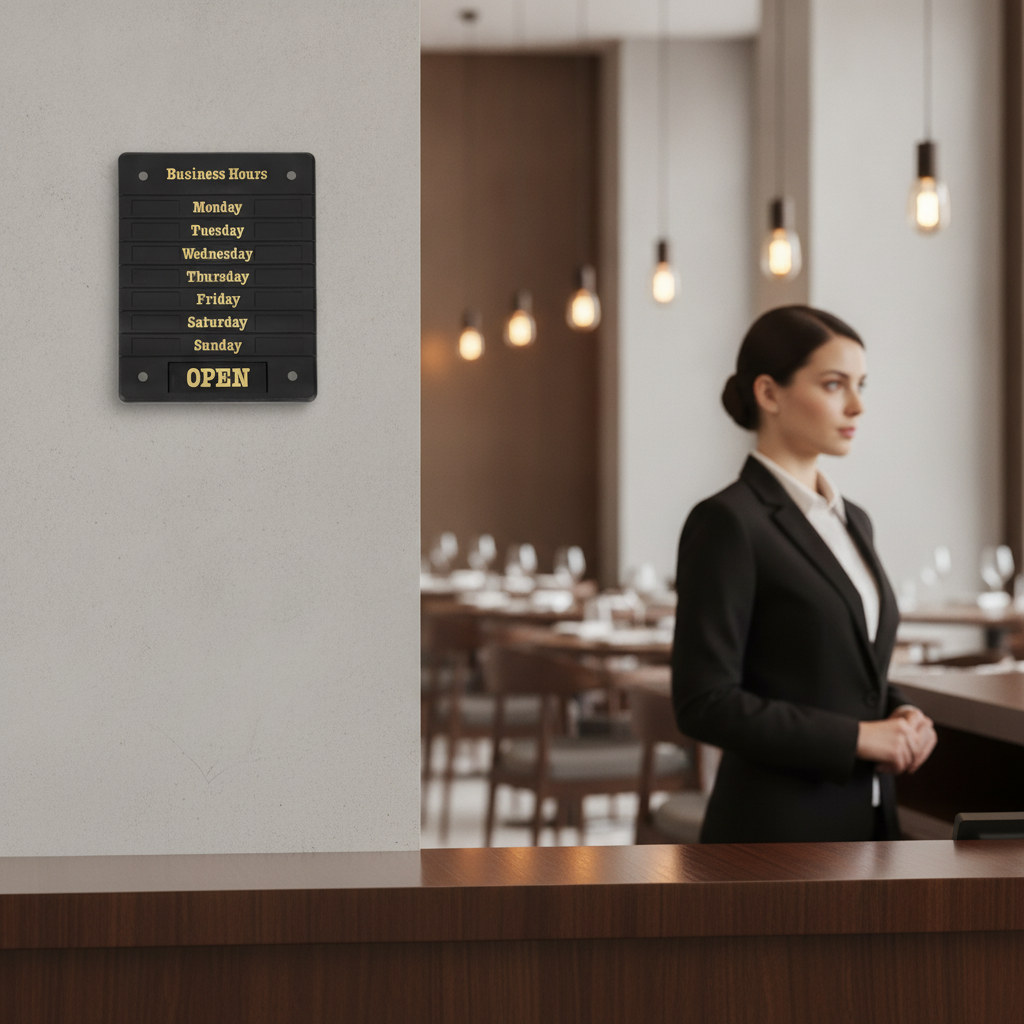 Plastic Adjustable Opening Hours Display for Business Use