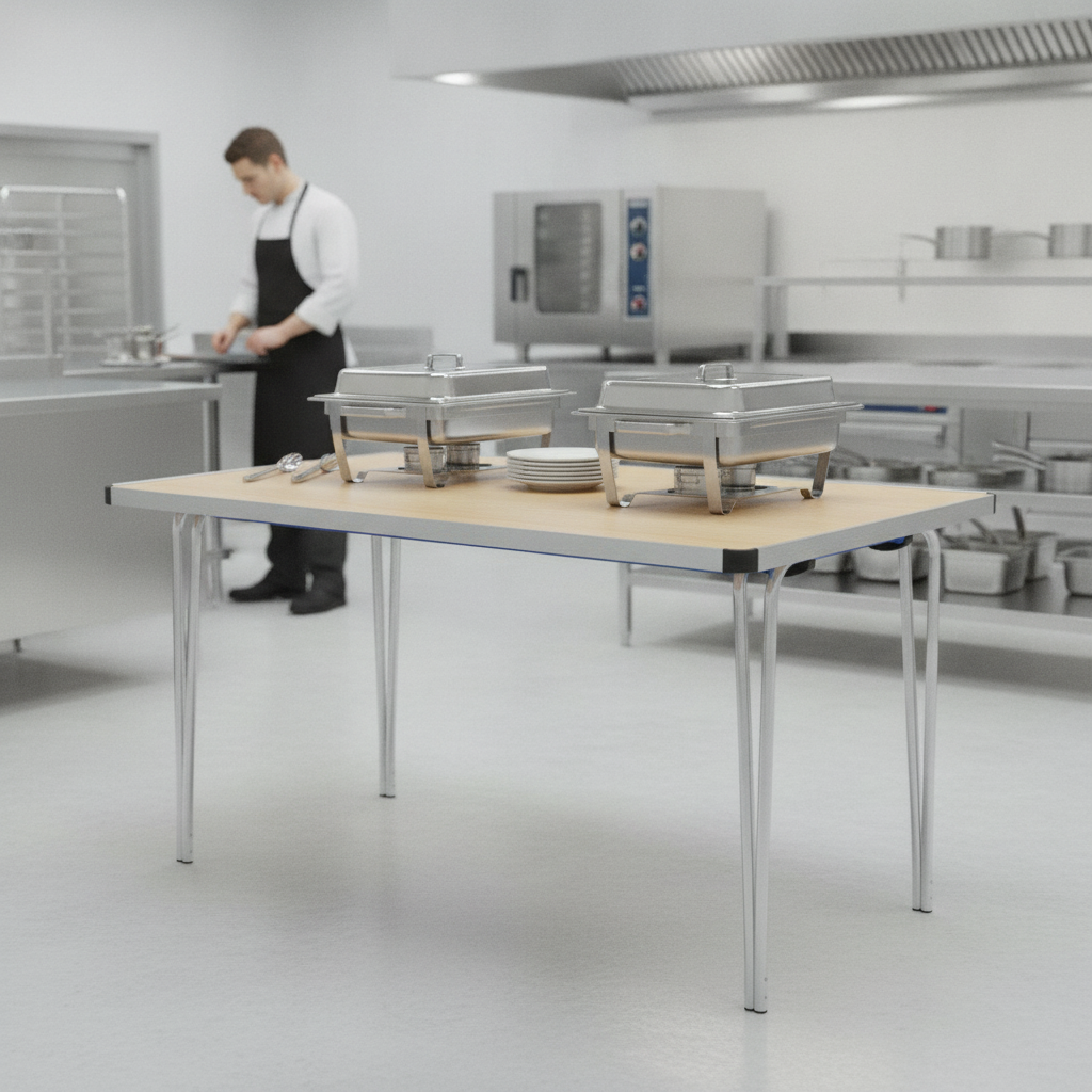 Aluminium Beech Folding Table 1220mm for Mobile Catering