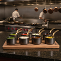 Stainless Steel Mini Saucepans Black 73x70mm for Serving Dishes (Pack of 6)