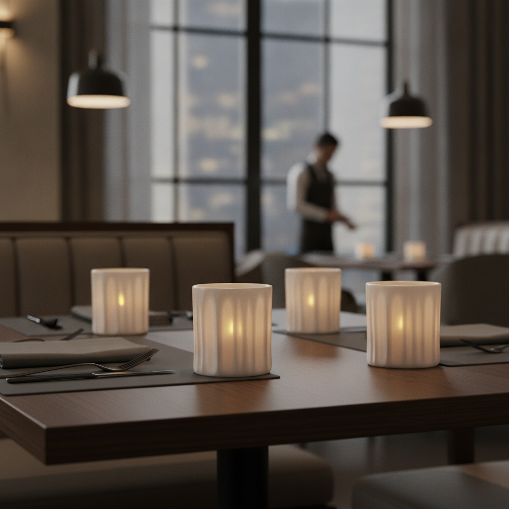 Porcelain Votive 73mm x 80mm for Restaurants & Events (Pack of 48)