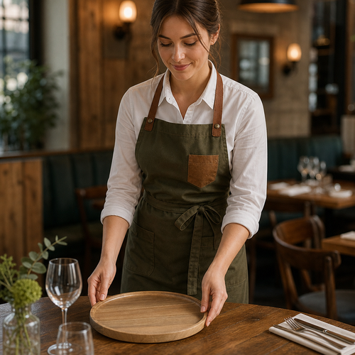 Acacia Wood Round Plate 250mm for Country Pubs & Cafés