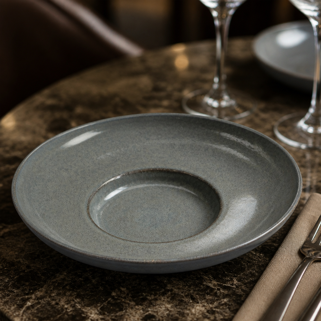 Wabi Sabi Rimmed Coupe Bowls in Grey for Elegant Dining