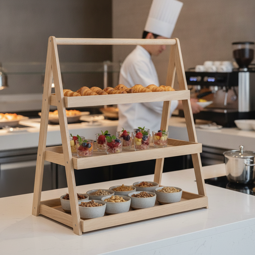 Wooden Three-Tier Display Tray 640mm for Buffet Stations