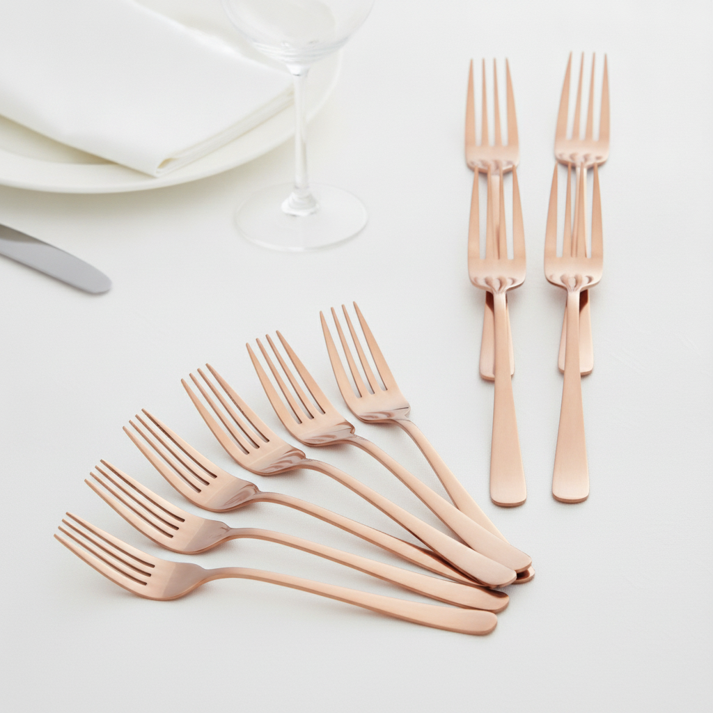 Rose Gold Table Fork 18/10 Stainless Steel for Elegant Dining (Pack of 12)