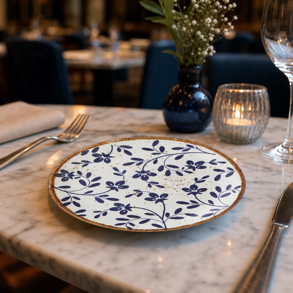 Coupe Plates 153mm Blue Vitrified Ceramic for Elegant Table Settings (Pack of 12)