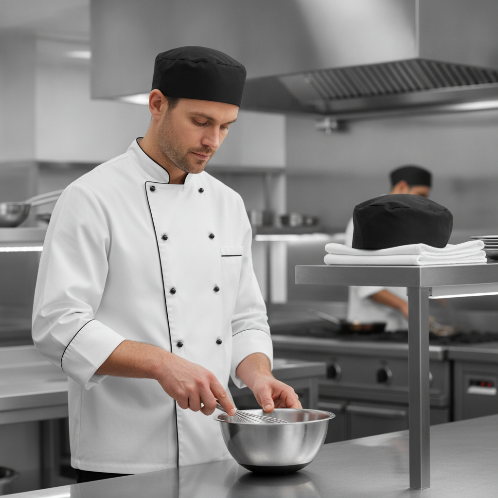 Polycotton Black Chef Skull Caps for Kitchen Use (Pack of 2)