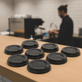Polystyrene Coffee Cup Lids Black for Hot Drinks (Pack of 50)