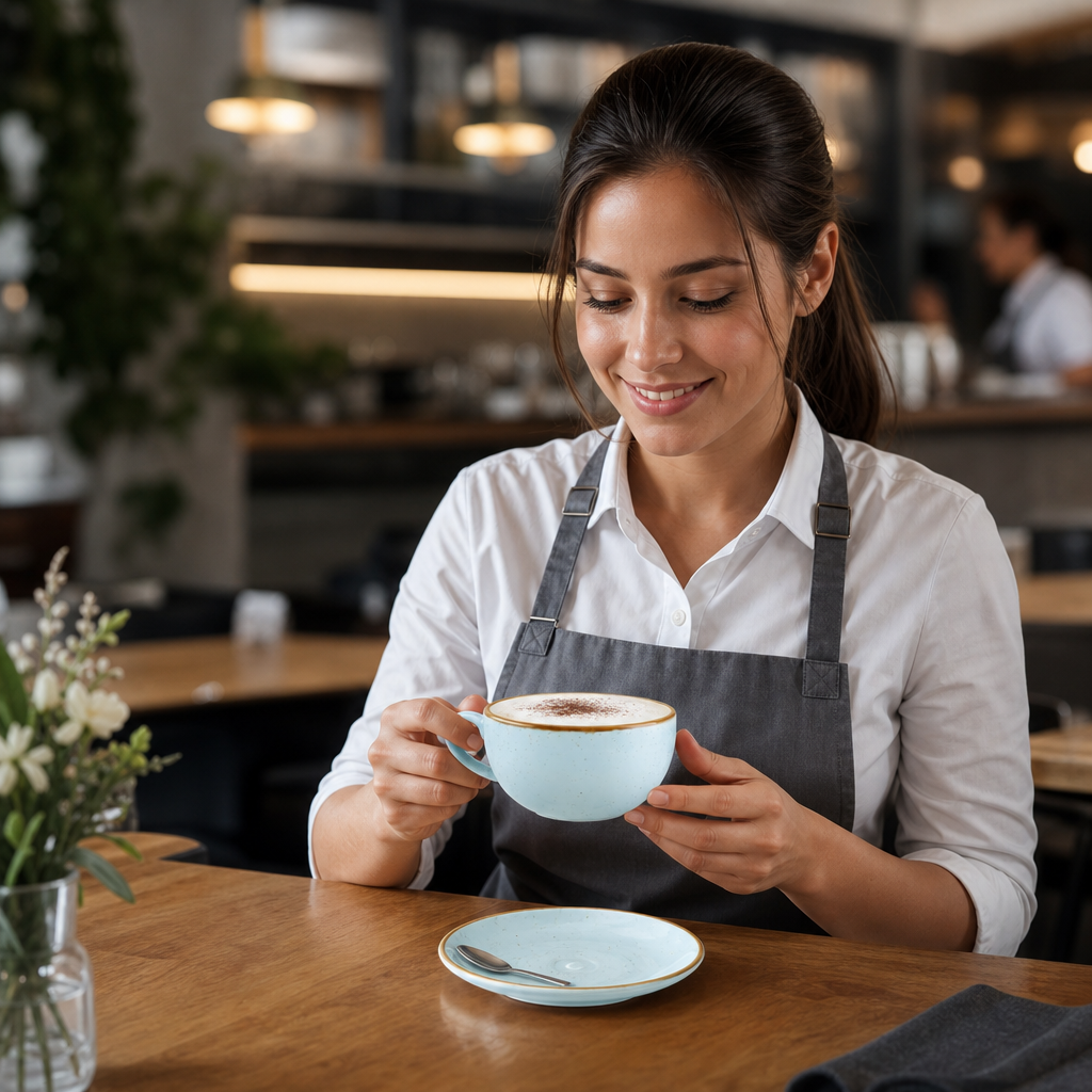 Duck Egg Blue Cappuccino Cups 12oz Super Vitrified Ceramic for Cafés (Pack of 12)